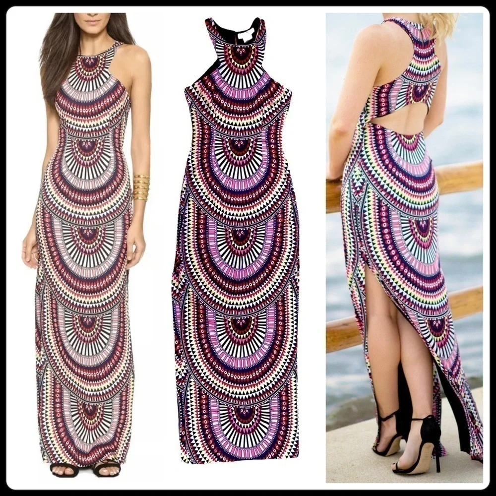 Mara Hoffman El Munro Navy Column Maxi Dress